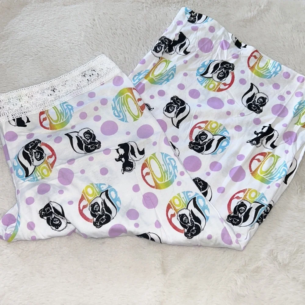 Large Disney 100% cotton flower Bambi pajama capri pants